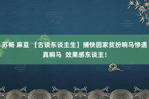 苏畅 麻豆 【古谈东谈主生】捕快因家贫扮响马惨遇真响马  效果感东谈主！