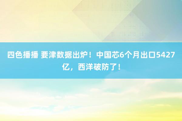 四色播播 要津数据出炉！中国芯6个月出口5427亿，西洋破防了！