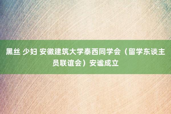 黑丝 少妇 安徽建筑大学泰西同学会（留学东谈主员联谊会）安谧成立