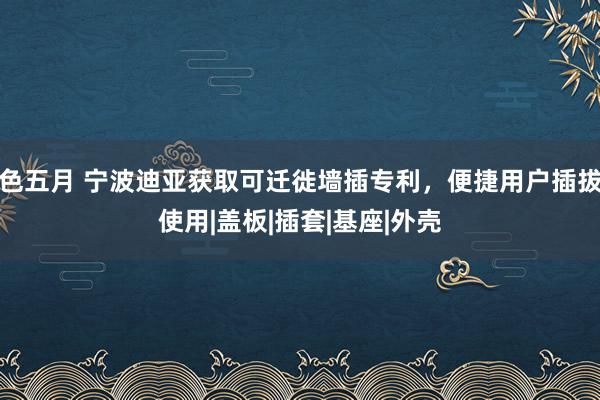 色五月 宁波迪亚获取可迁徙墙插专利，便捷用户插拔使用|盖板|插套|基座|外壳