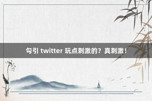 勾引 twitter 玩点刺激的？真刺激！