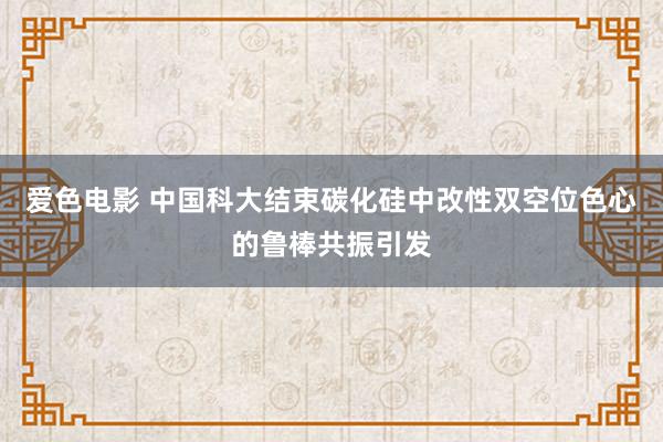 爱色电影 中国科大结束碳化硅中改性双空位色心的鲁棒共振引发